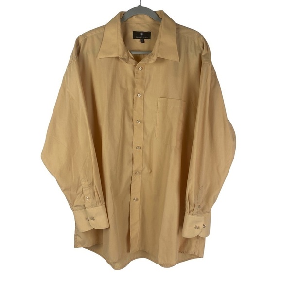 Imani Uomo Long Sleeve Button Down Shirt Men's XXL (18-18.5 34/35) Yellow Gold - Picture 1 of 8